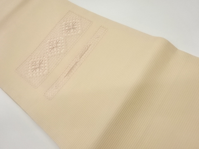 絽カットワーク色紙に菱模様織出し名古屋帯